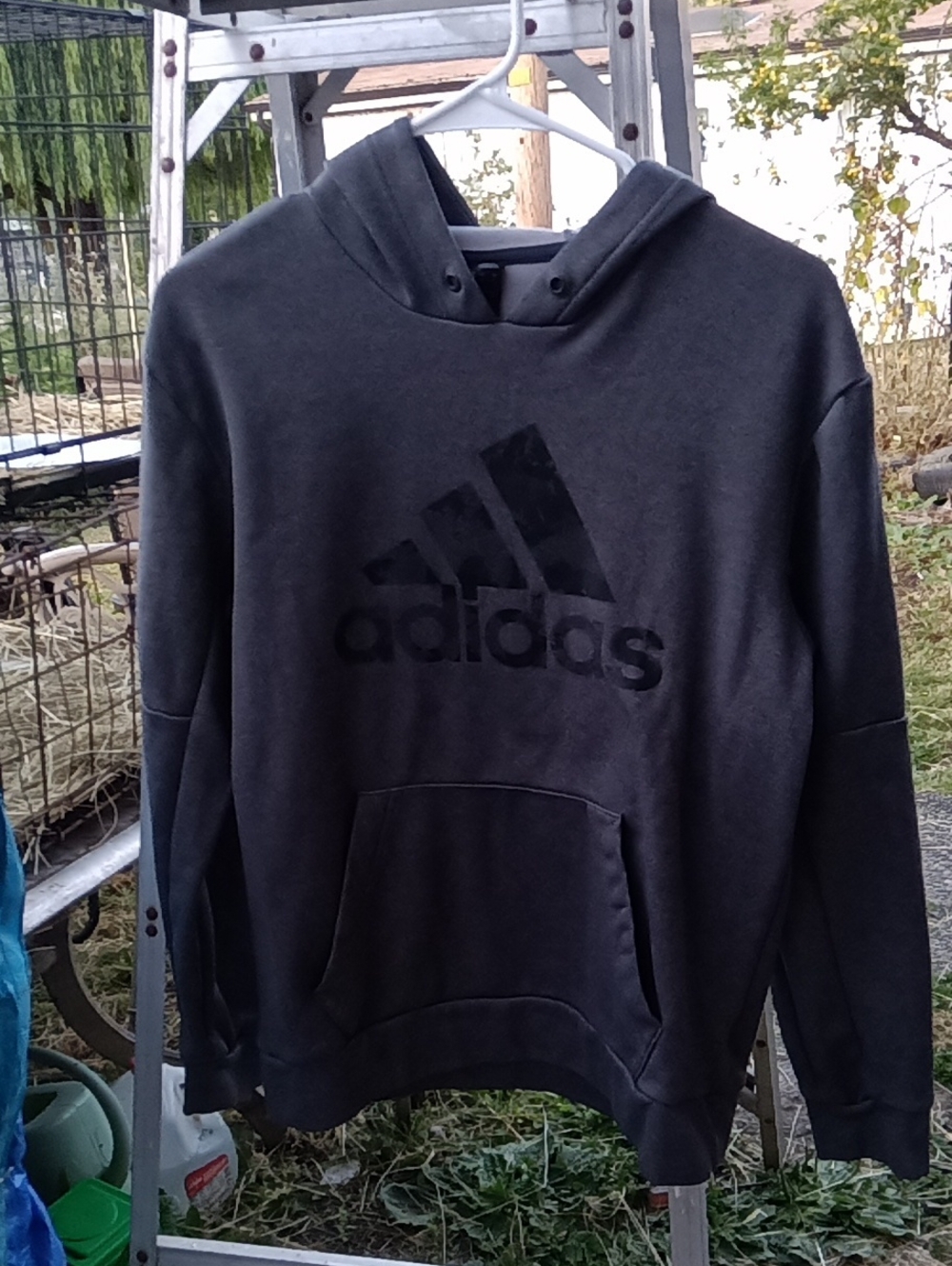 adidas Black Pullover Hoodie with Tonal Logo